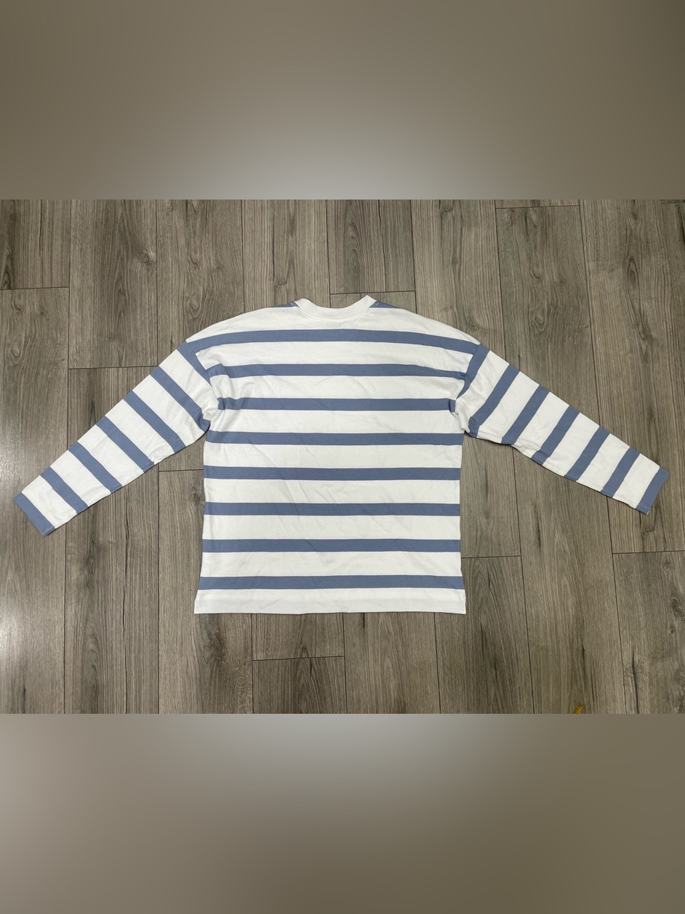 AYR The Early Mornings Tee M Long Sleeve Knit Blue White Striped Cotton Casual - Picture 7 of 7